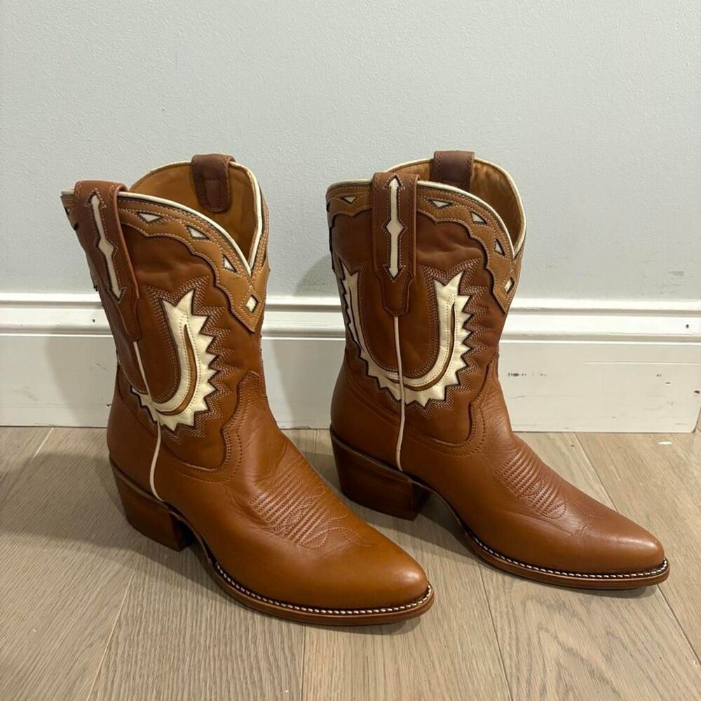 Tecovas Jolene caramel  brown leather cowboy boots  US 7.5
